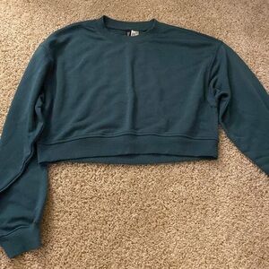 Divided H&M Green Cropped Original Sweatshirt